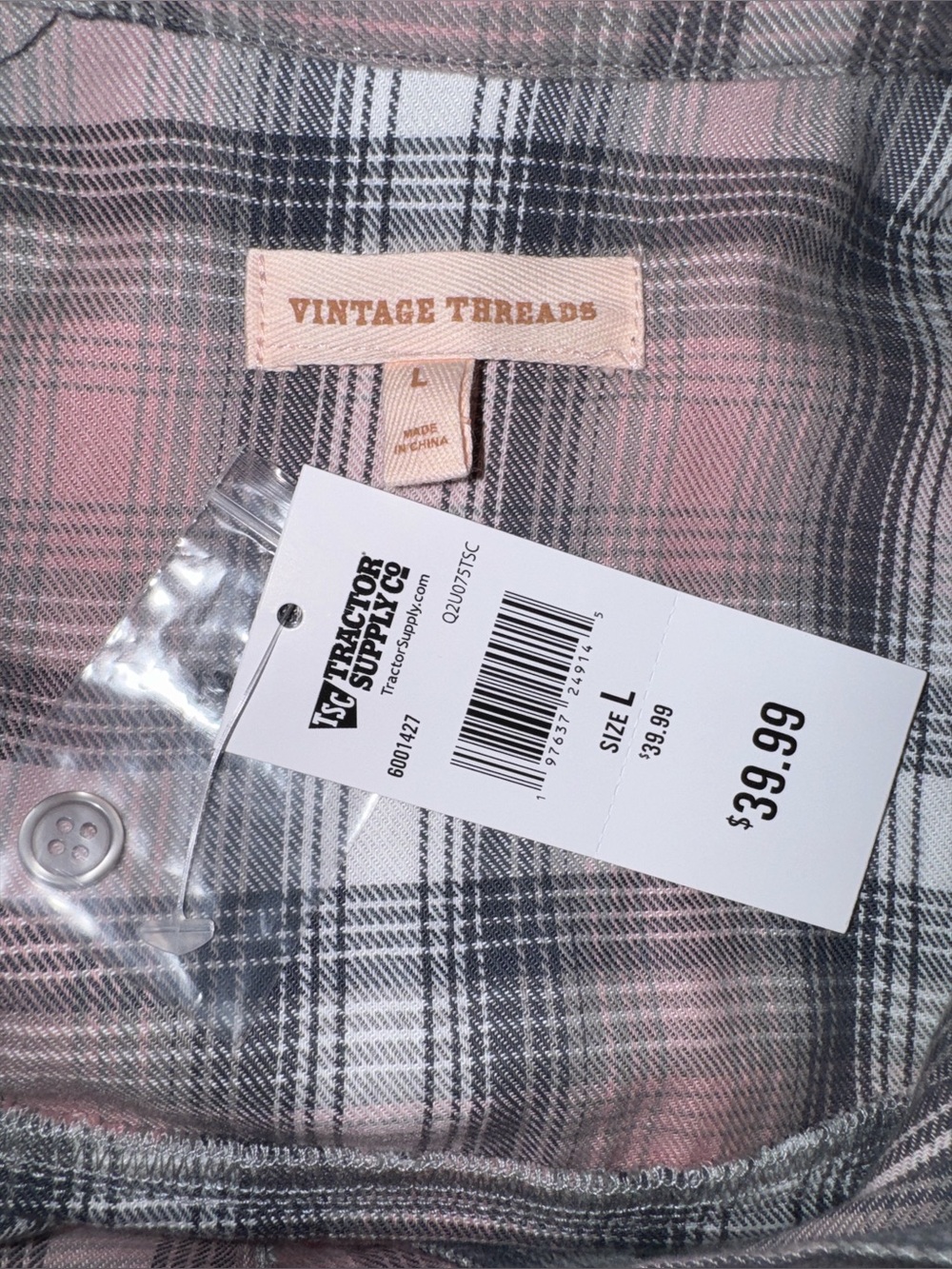 Vintage Threads Flannel Embroidered Blouse- Large #57 - Picture 5 of 5